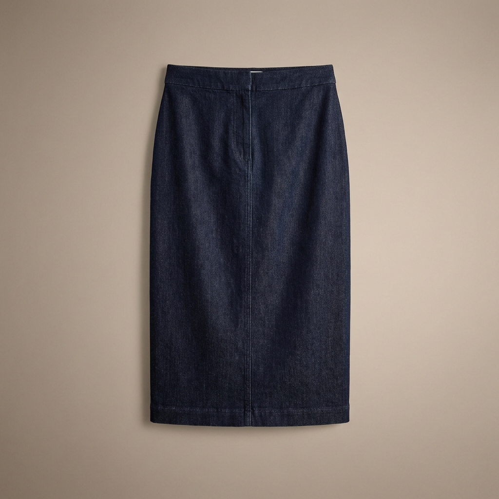 Denim Midi Skirt, , large